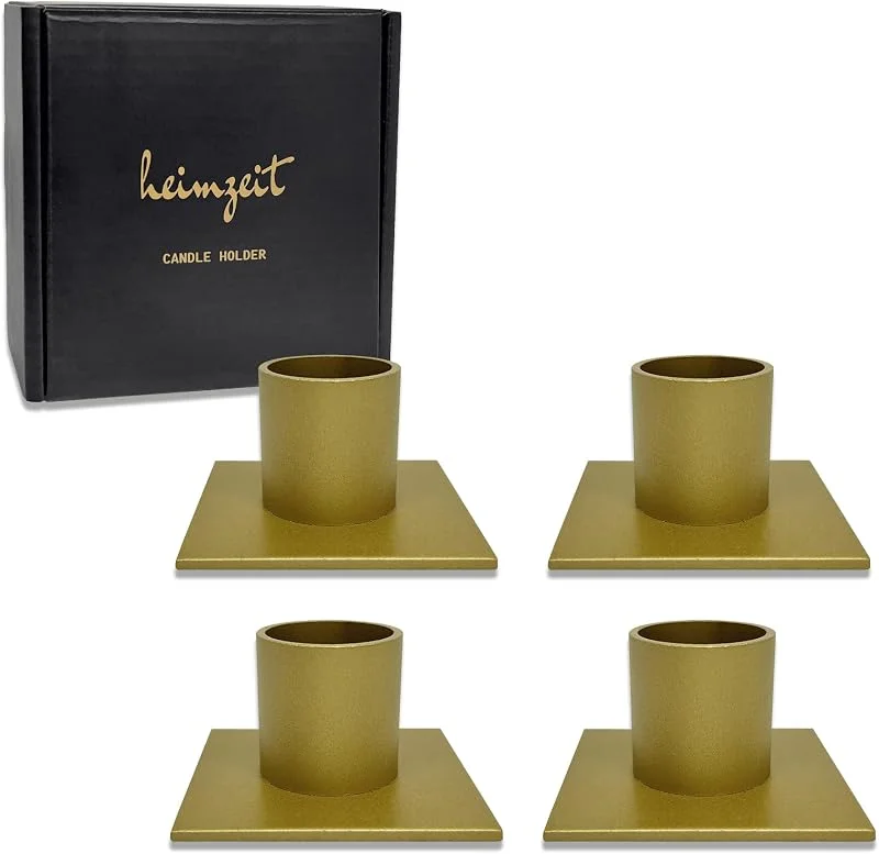 Visita la tienda de heimzeit Portavelas de Metal Ø22 mm, 4 Unidades Cuadrado, en Negro — Cena a la luz de velas