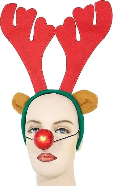 Toyland® Astas y nariz de reno navideño - Disfraces de Navidad - Talla única para todos — Ropa Navidad