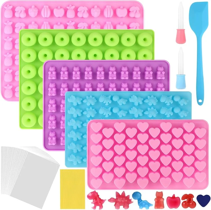 Mkitnvy Juego de Moldes de Silicona para Caramelos 5Pcs con Pajitas Espátula — Hogar y cocina