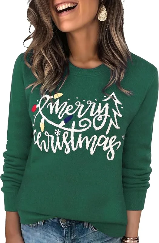 Visita la tienda de Wayleb Jersey Navideño para Mujer Manga Larga Suéter de Invierno Cálido de Punto Cuello Redondo para Fiesta Navideña S-3XL — Ropa Navidad