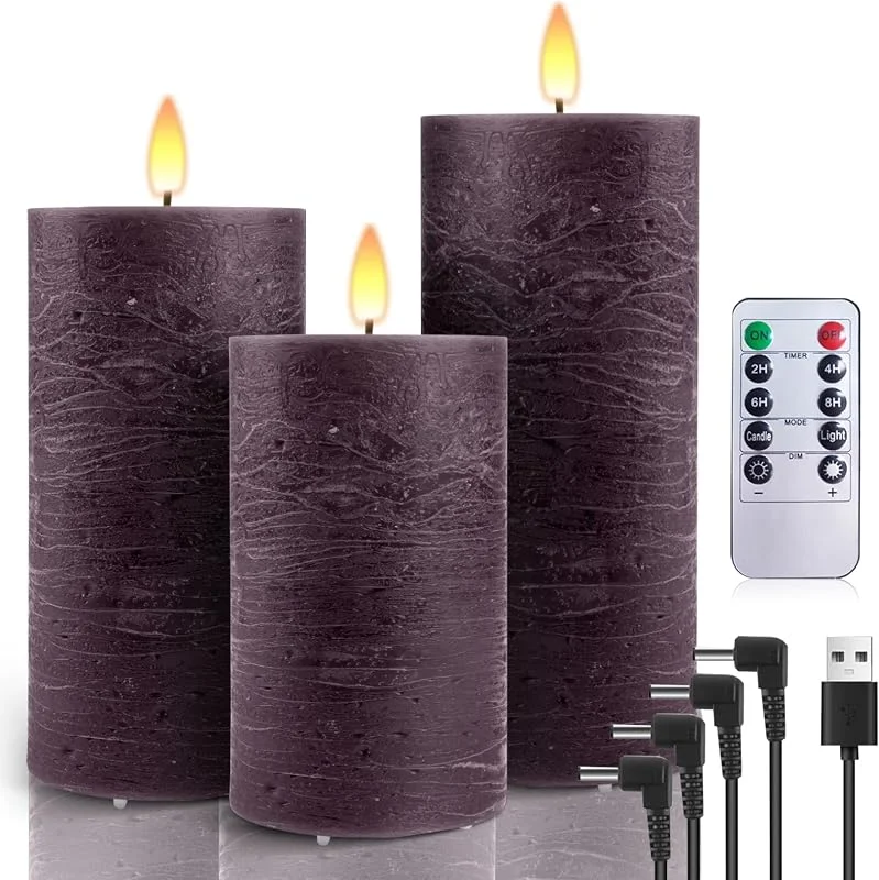 Visita la tienda de AiiBowy Velas LED Recargables [3 Piezas] Velas LED Efecto Llama con Temporizador, Velas Electricas LED Cera Real, Velas Eléctricas Control Remoto, Navidad Halloween Cumpleaños Fiestas Bodas Púrpura — Cena a la luz de velas