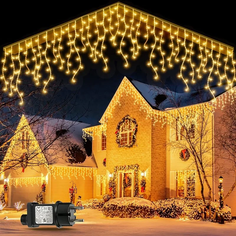 Visita la tienda de GYLEFY GYLEFY 10M Cortina Luces Navidad Exterior para Aleros, Blanco Cálido