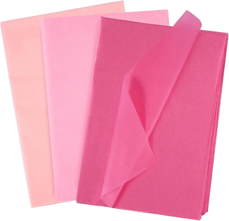 XIHIRCD 60 Hojas Papel de Seda Rosa, 3 Colores Degradado Papel de Regalo Rosa Papel de Seda para Embalaje Papel de Regalo para Cumpleaños día de San Valentín Bodas Embalaje de Manualidades — Envoltorio regalo