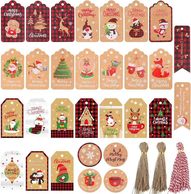 Simpeak Etiquetas Regalo de Papel Kraft, 150 Piezas Etiquetas de Navidad para Regalo Bolsas Decoración, Etiquetas de Artesanía, Personalizadas Regalos Boda para Invitados — Envoltorio regalo