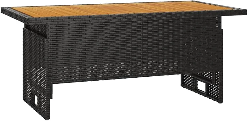 Visita la tienda de vidaXL vidaXL Mesa jardín Negra 100x50x43, 63 cm Madera Maciza Acacia y ratán, Mesa de Exterior, Muebles de jardín, Muebles de Patio, Mesa de Patio — Luces Navidad