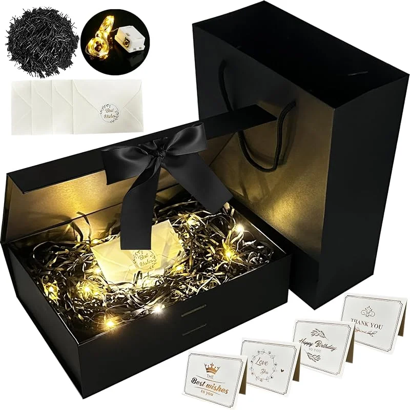 YeahBoom Magnética Caja de Regalo de Cartón, Caja de regalo con lazo, Caja de Regalo de Reutilizable Creative Box, Adecuado para Envoltorio de Boda de Cumpleaños de Navidad de san valentin de pascua de halloween — Envoltorio regalo