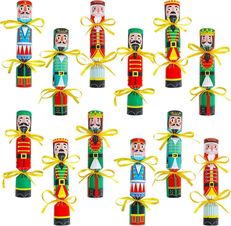 DPKOW Cascanueces de Navidad Cajas de Galletas, 12pcs Cascanueces de Navidad Cajas de Regalo Galletas de Caramelo para Cascanueces de Navidad Suministros para Fiestas — Envoltorio regalo
