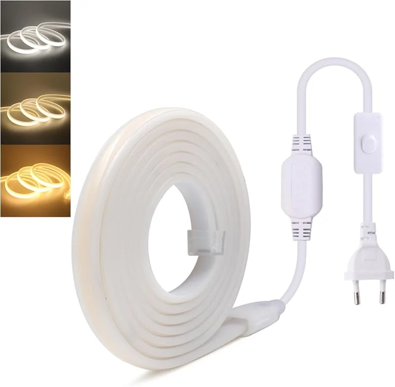 Wisada 288 LEDs, m Tira LED cortable, AC220-240V flexible e impermeable tira LED de neón COB CRI85+ 2M blanco natural 4000K uniforme sin puntos oscuros decoración para el hogar y tiendas — Luces Navidad