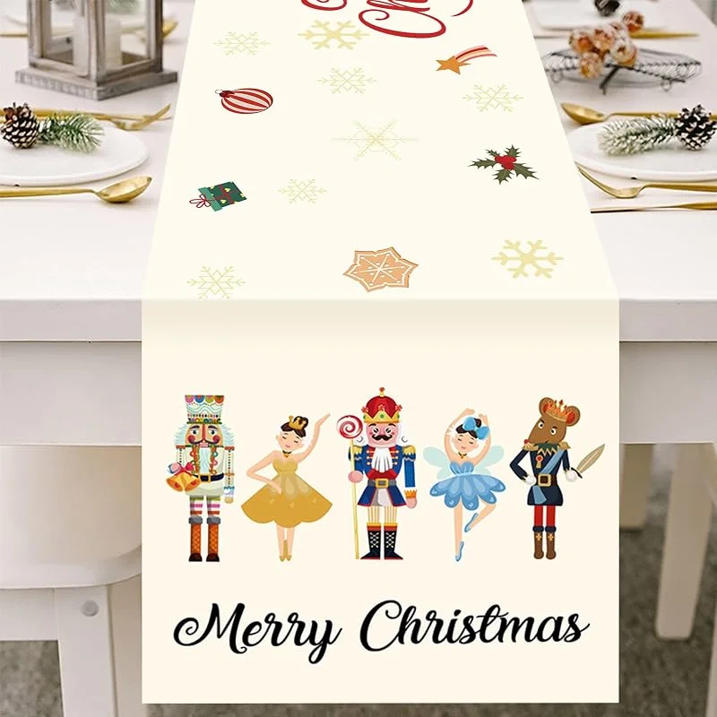 Vspek Camino de Mesa Navidad de Lino Cascanueces, Camino de Mesa Lavable Rojo Camino de Navidad Christmas Decoración de Mesas Comedor Interior y Exterior Navidad Vacaciones Fiesta Invierno — Hogar y cocina