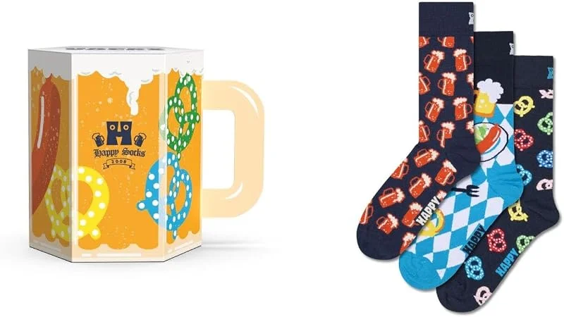 Visita la tienda de Happy Socks Happy Socks Calcetines altos con estampado de cerveza para hombre y mujer, 36-40 y 41-46 — Decoracion Navidad
