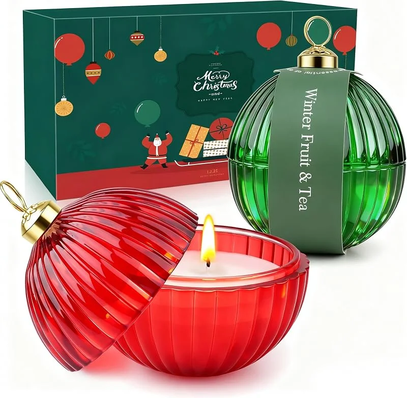 AOTOIE Velas perfumadas de Navidad regalos para mujeres, 2 piezas velas perfumadas — Cena a la luz de velas