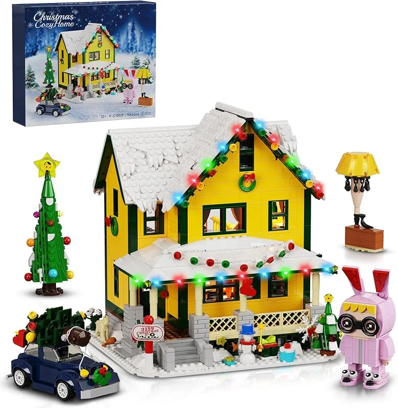 JMSHIDAI Kit de construcción de casa de Navidad con iluminación, Decoración Regalos — Decoracion Navidad