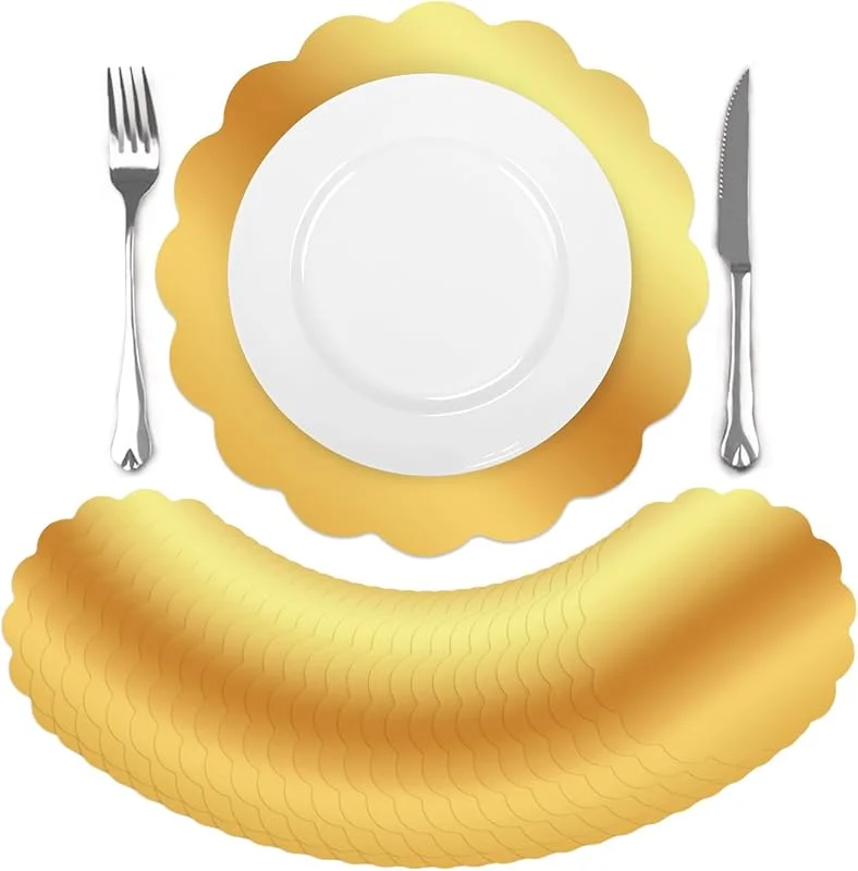Visita la tienda de comfoyar comfoyar Juego de 100 Manteles Individuales Festoneado Desechables de Oro Espejado, 33cm Salvamanteles Individuales de Manteles de Papel para Cocinas Comidas Bodas Cumpleaños Decoración — Hogar y cocina