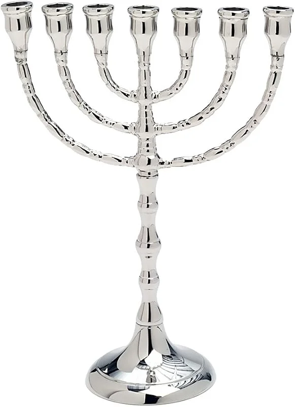 Visita la tienda de NKlaus NKlaus Menorah Grande de latón 25cm Hecho a Mano niquelado portavelas Menorah Plata 2695 — Cena a la luz de velas