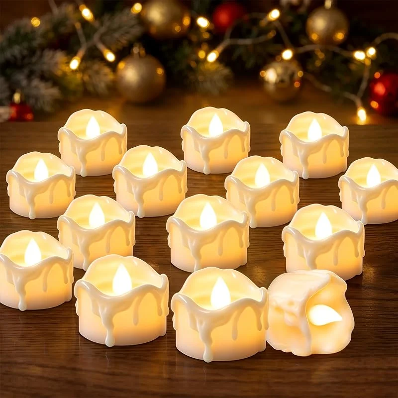 Morotty 14 Piezas Velas LED Electricas, Velas de te Sin Llama Blanco Cálido — Cena a la luz de velas