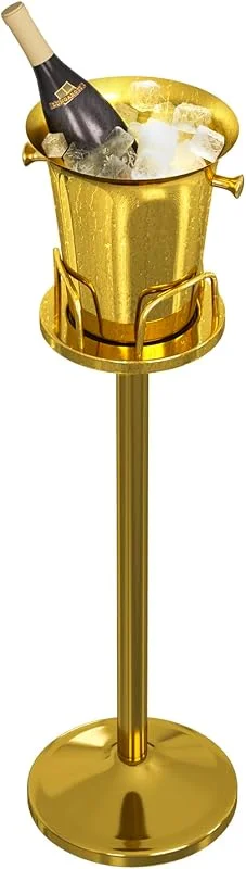 Pioplex GXFeng Cubitera de Hielo con Soporte 201, de Acero Inoxidable, con asa de Transporte, para Vino, champán, Cerveza, Clubes, Bares, Fiestas, 5 l — Vino y mesa festiva