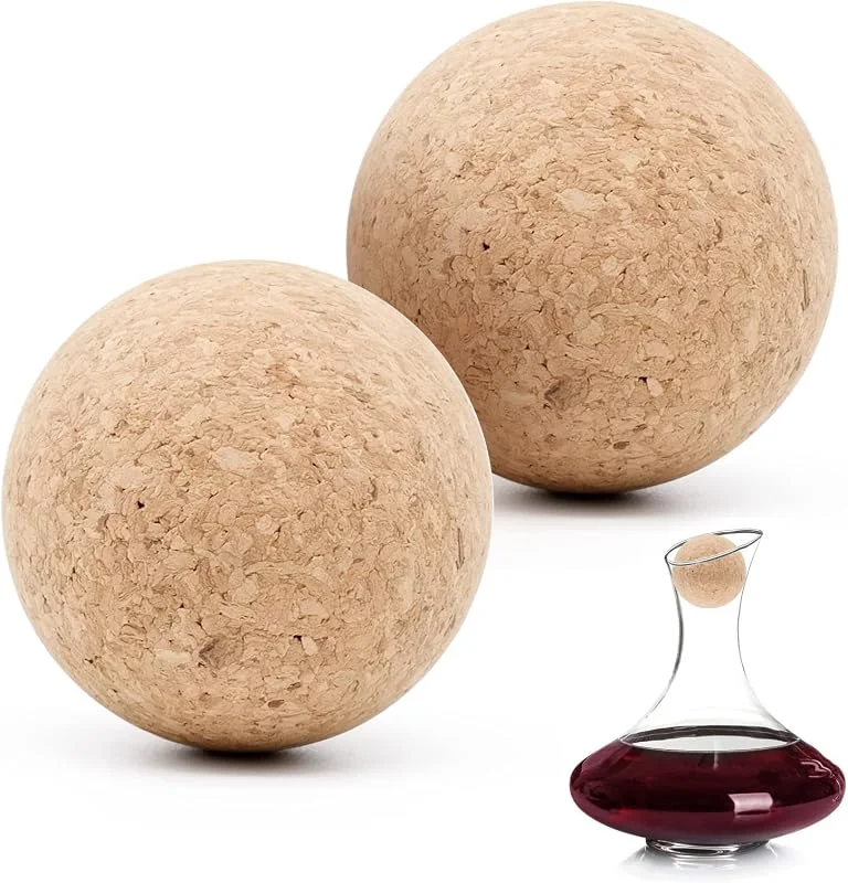 Cisolen 2 Piezas Tapones de Corcho Reutilizables Bola de Corcho de Madera para Vino de 2.4 pulgadas Tapón de Madera para Botella Decantador Reemplazo Jarra de Repuesto Jarra de Vino — Vino y mesa festiva