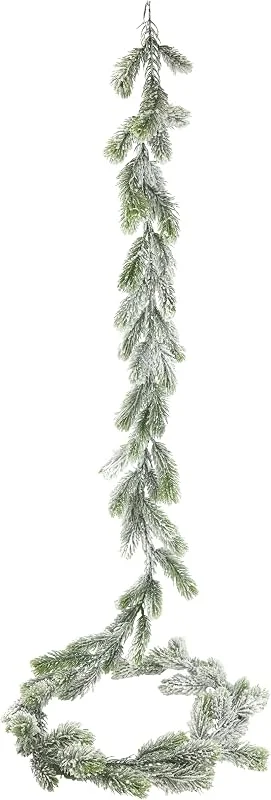 Flair Flower Guirnalda de Abeto Artificial con Cadena de Nieve Artificial, Guirnalda Decorativa, Guirnalda de Abeto Helado, ramita, Guirnalda de Navidad, decoración de Mesa, Puerta, decoración de Navidad, Corona — Decoracion Navidad