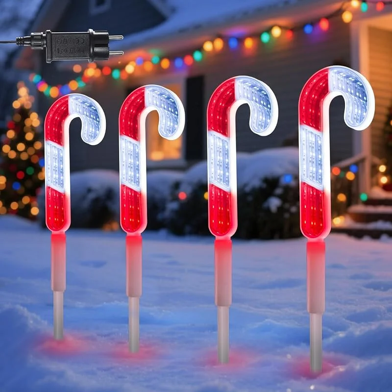 Visita la tienda de Quntis Quntis Luces Navideñas de Jardin Exterior, 4 Bastones de Caramelo con Efecto de Túnel Luces 3D, Luz de Camino Navidad IP44, LED Decorativas Navideñas con Estacas para Jardines, Balcones y Fiestas — Luces Navidad