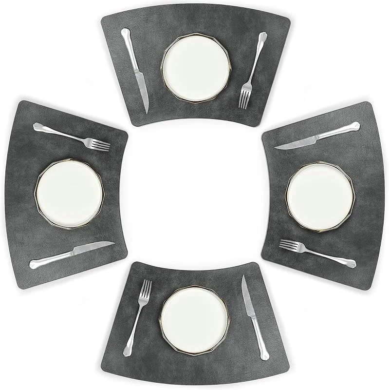 Visita la tienda de fanquare fanquare Juego de 4 Salvamanteles Individuales de PU con Textura de Cuero de Vaca, Manteles Individuales Grises de 48x30 cm Lavables para la Mesa de Comedor — Hogar y cocina