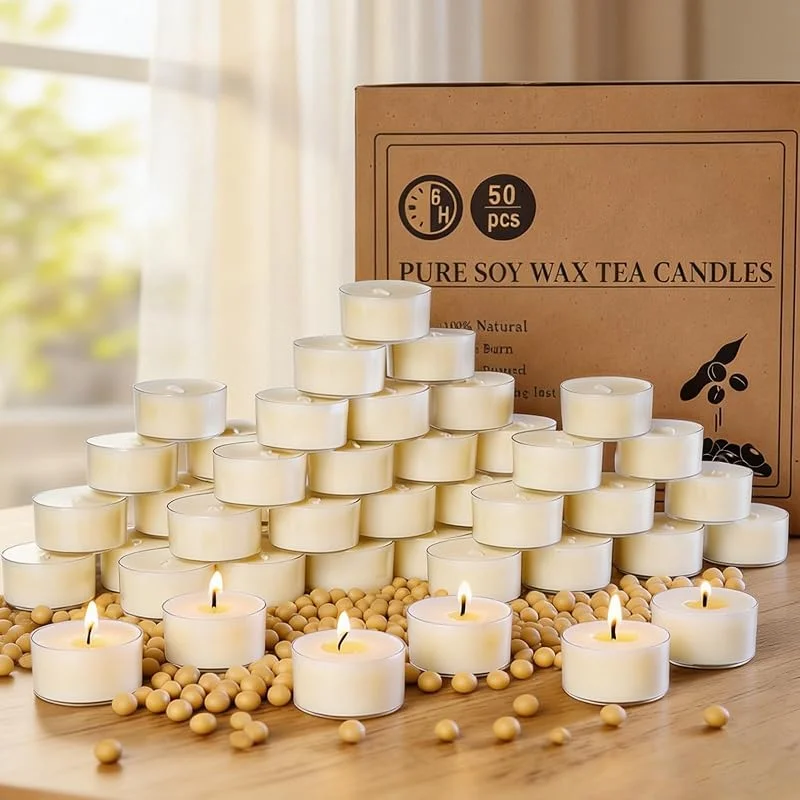 ugbem 50 velas de té de cera de soja, 6 horas sin aroma — Cena a la luz de velas