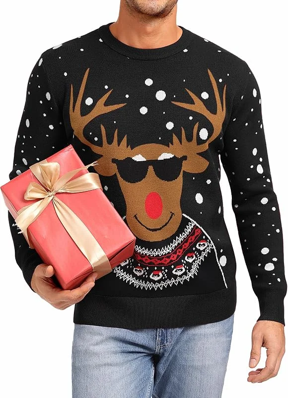 Visita la tienda de Jahetuul Jersey Navidad Hombre de Punto con Motivo Reno — Ropa Navidad