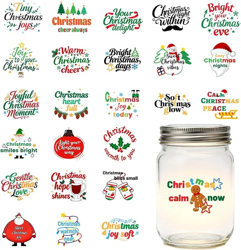 Visita la tienda de PRESSINART 25 Piezas 25 Estilos de Pegatinas de Palabras de Navidad X Calcomanías para Adornos Inspiradoras PVC Autoadhesivas Impermeables Pegatina de Taza de Navidad para Scrapbooking Fabricación — Envoltorio regalo