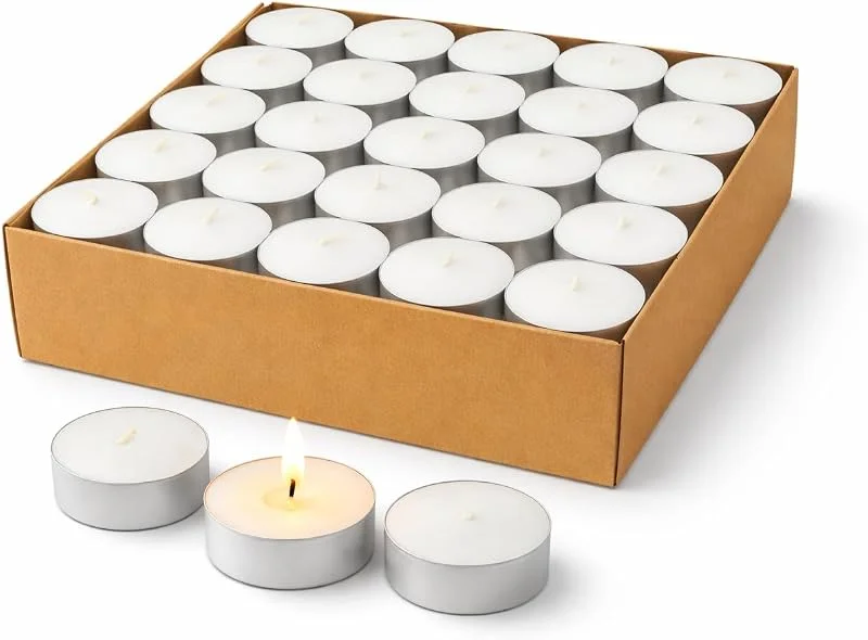 Visita la tienda de Sabai'ly Sabai'ly - Velas De Te Blancas Sin Perfume - Velas Calientaplatos - Duración 4 Horas De Combustión - Vela Decorativas Para El Hogar - Ambiente Relajado - Pack De 100 — Cena a la luz de velas