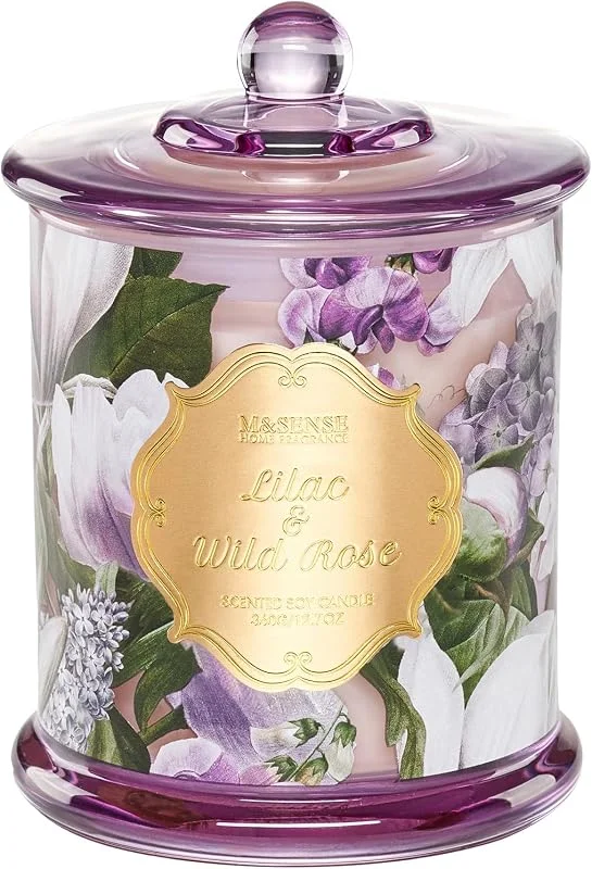 M&SENSE Velas aromáticas en tarro de cristal, aroma a lila y rosa silvestre, madera de cedro, larga duración, velas naturales más de 75 horas, vela de soja natural como vela decorativa el hogar — Cena a la luz de velas