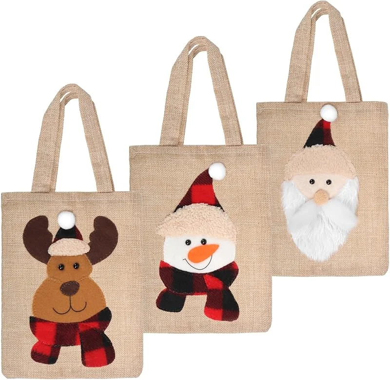 Visita la tienda de com-four COM-FOUR® 3x bolsas de regalo para Navidad, bolsas de yute con asas — Envoltorio regalo