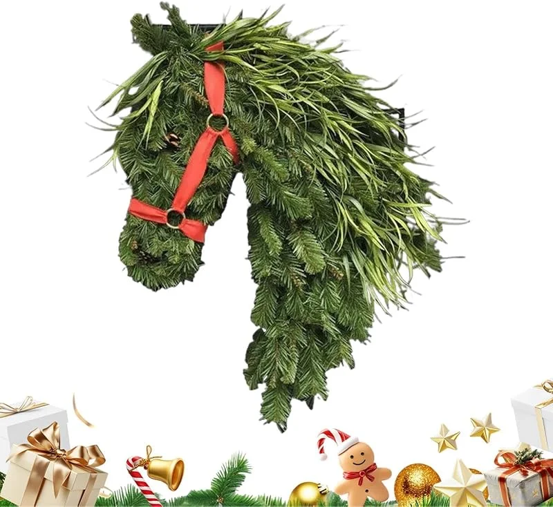 Générique Coronas para Puerta de Entrada Cabeza De Caballo Artificial Rústico — Decoracion Navidad