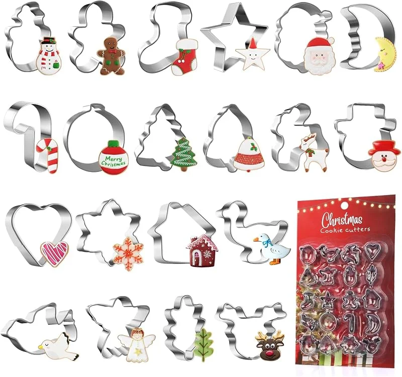 Visita la tienda de MELLIEX MELLIEX 20 Piezas Mini Moldes Galletas, Navidad Cortadores de Galletas Acero Inoxidable Cookie Cutter para Infantiles — Hogar y cocina