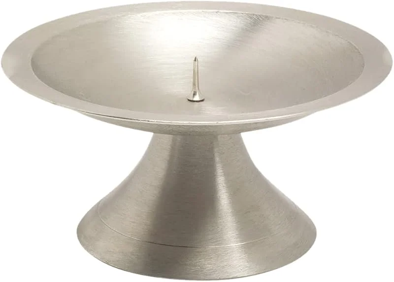 Visita la tienda de NKlaus NKlaus Candelabro de disco Ø11cm Candelabro de latón plateado mate Candelabro de altar con pincho 10725 — Cena a la luz de velas