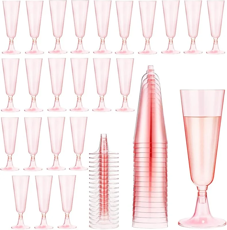 FePen Copas Champagne Plastico50 Piezas, copas plastico duro, Reutilizable Copas Plastico, Copas de Plastico para Bodas, Cumpleaños, Fiestas, Celebraciones Festivas (Pink) — Vino y mesa festiva
