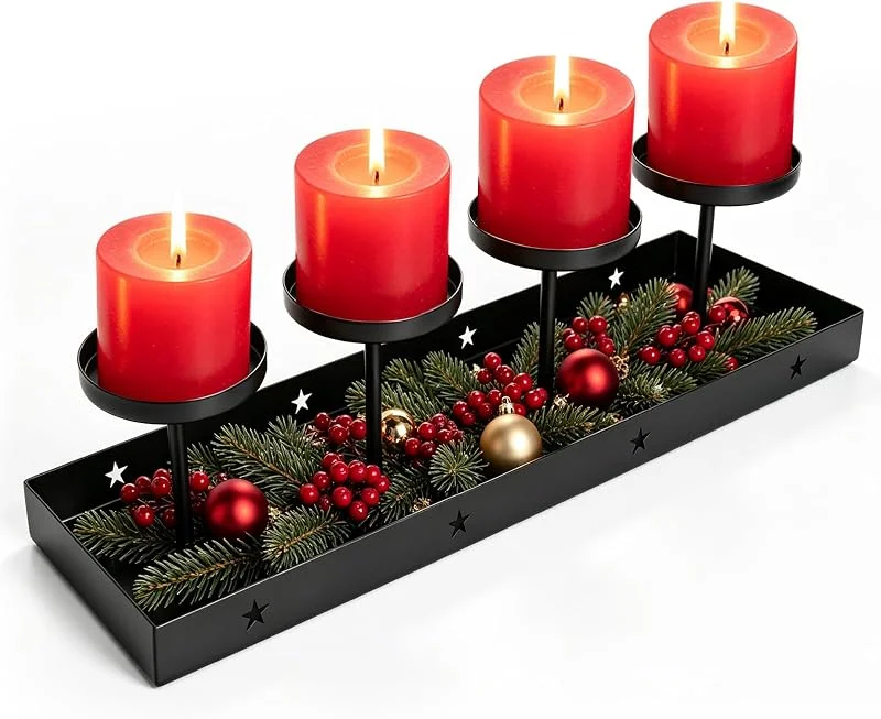 Connextion Corona de Adviento alargada, moderna, metal, decoración navideña, 43 cm de — Adviento y mesa