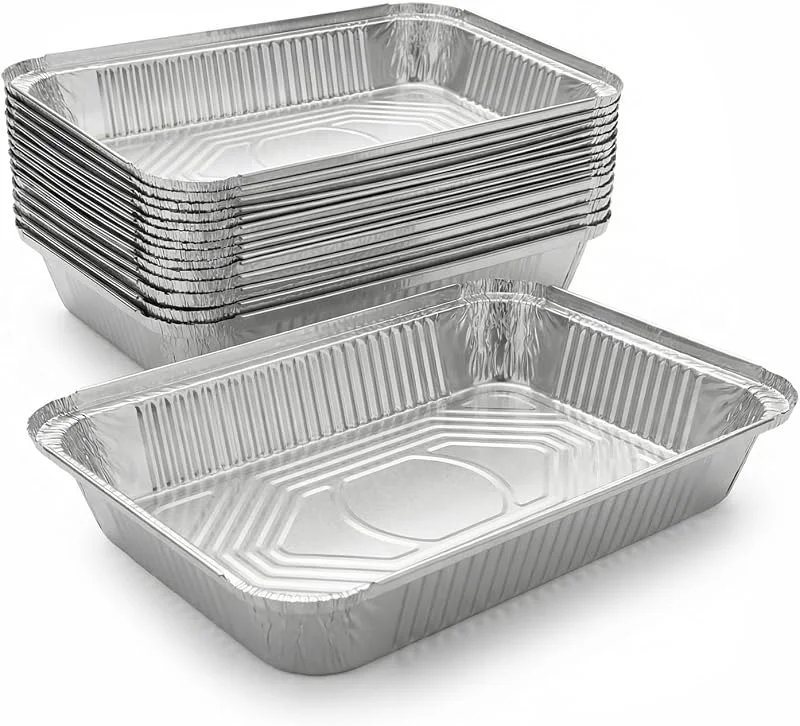 Milaloko Paquete de 20 bandejas de aluminio para hornear (31 x 21 x 5 cm) – Bandejas de aluminio desechables para hornear, asar, cocinar, almacenar alimentos y uso en fiestas — Hogar y cocina