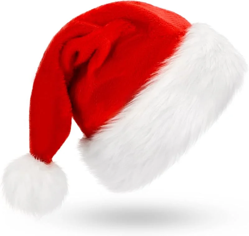 BOSONER Christmas Hat Santa Hat, Xmas Hat Holiday for Adults Kids, Unisex Velvet Comfort Christmas Hats, Extra Thicken Classic Fur for Christmas Eve Gifts New Year Festive Holiday Party Supplies — Ropa Navidad