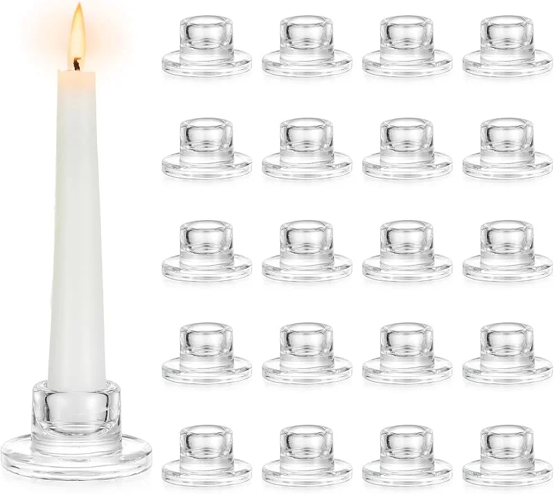 Hewory Portavelas de Cristal Vela de Palo: Set de 20 Portavelas de Palo Pequeño Portavelas de Cristal Transparente para Decoración de Velas de Boda Fiesta de Navidad Decoración de Mesa — Adviento y mesa