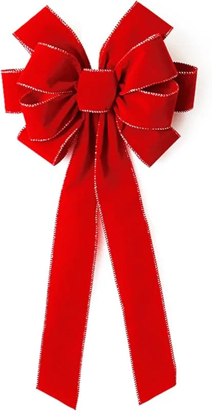 Lguaquanx Lazos de Navidad Rojos 60x26 cm, Lazos Rojos de Navidad para Árbol de Navidad Adornos, Lazos Navideños Decoración Árbol Navidad Manualidades Adorno Caja Bolsa Regalo — Envoltorio regalo