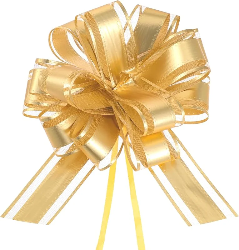 Aphumedc Cinta para envolver regalos, 10 lazos grandes de 8 pulgadas, ramos de oro mate, lazos de cinta para boda, Navidad, fiesta de cumpleaños, cestas de regalo, día de San Valentín, cajas de regalo de — Envoltorio regalo