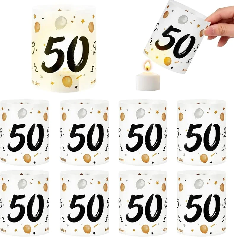 Alaoo Portavelas de Mesa, 12 PCS, Portavelas de Mesa para 50 Cumpleaños, B — Cena a la luz de velas