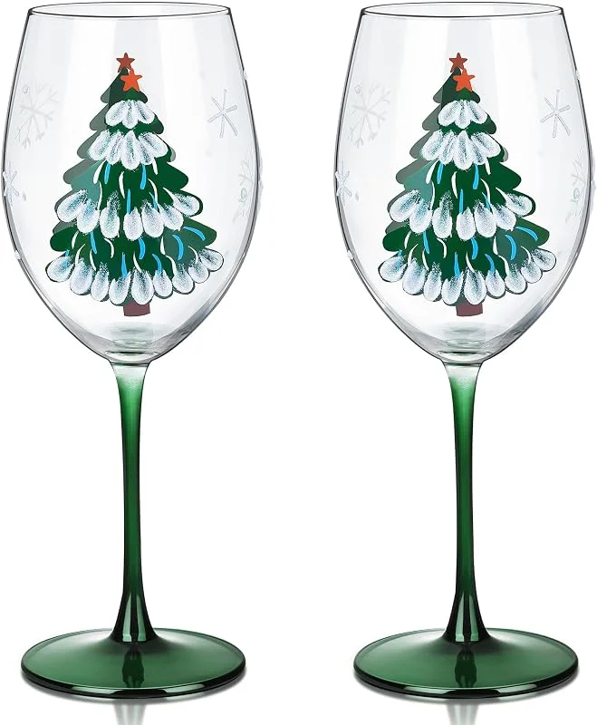 Visita la tienda de Joeyan Joeyan 580ml Copas de Vino Tinto Cristal de Navidad con Tallo, Juego de 2 — Adviento y mesa