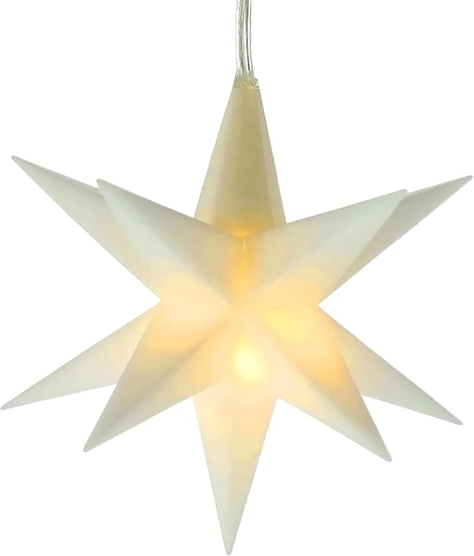 Spetebo Estrella de Navidad LED 3D Blanca Cálida 12 cm Con Temporizador - Decorativa Luminosa Para Exterior e Interior - Funciona Con Pilas — Decoracion Navidad