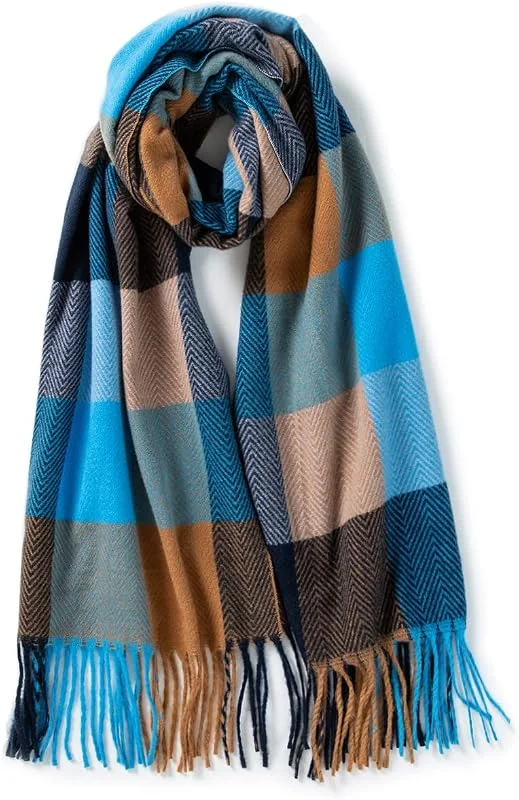 Villand Bufanda de lana para mujer - Bufandas de cuadros de invierno con tacto de cachemira para mujer con caja de regalo — Ropa Navidad