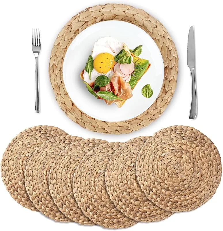 Visita la tienda de YANGQIHOME Manteles Individuales Redondos de Jacinto de Agua Natural (33 cm) – Paquete de 6 salvamanteles Individuales Antideslizantes y Resistentes al Calor para Mesa de Comedor, decoración Boho y Fiestas — Hogar y cocina