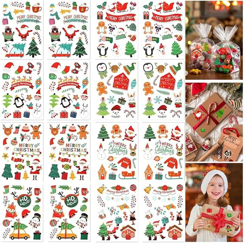 xianshi 226 pegatinas navideñas, pegatinas de Navidad, pegatinas de Navidad para niños, pegatinas autoadhesivas de Navidad, bolsas de regalo, autoadhesivas — Envoltorio regalo