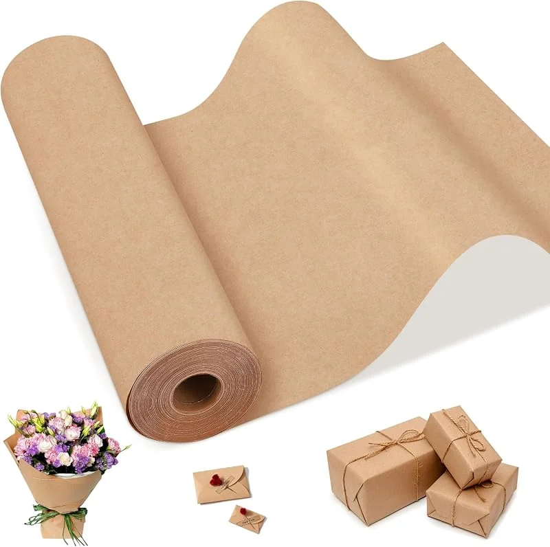Euqvunn Papel Kraft, Natural y Reciclable, 30cm x 35m, 75g, ㎡, Resistente a la Rotura para Artes y Manualidades, Rollo de Papel Kraft para Regalos y Relleno de Vacíos — Envoltorio regalo