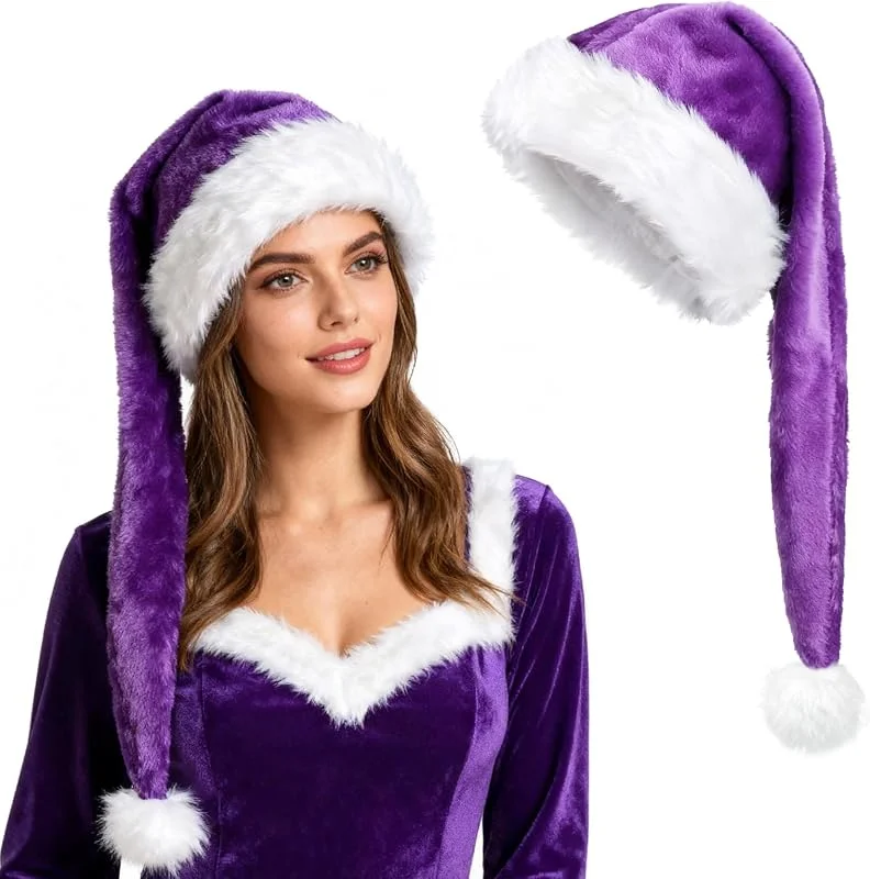TAGVO Gorro Navideño para Adultos, Cálido Gorro de Navidad, Sombrero Santa Claus Invierno Gorros Largos de Navidad para Fiesta Festiva de Año Nuevo 55-57CM — Ropa Navidad