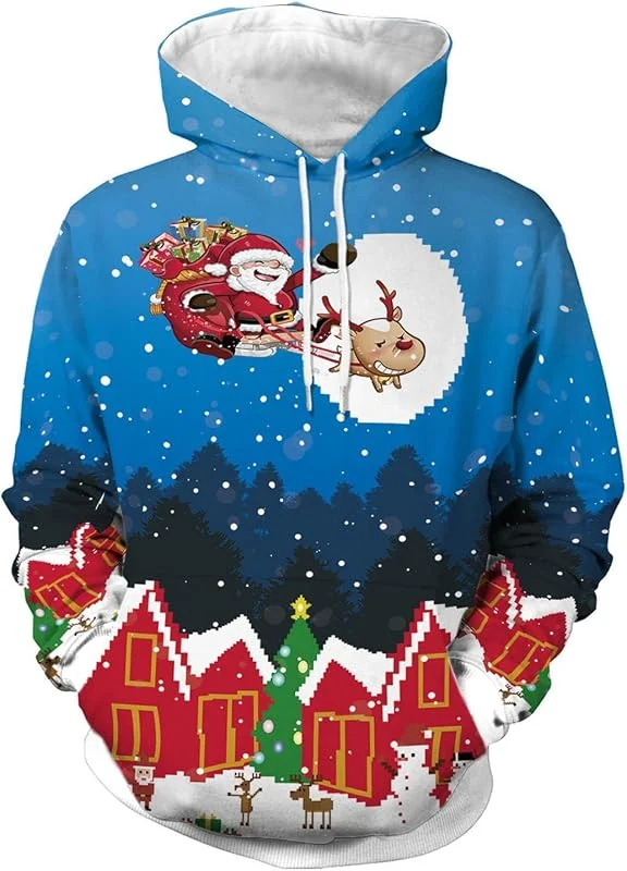 Generisch Jersey de Navidad para hombre con cuello suelto, cómodo, reno de Navidad, ideal para ocasiones festivas, cálido, elegante, perfecto como idea de regalo — Ropa Navidad