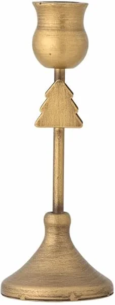 Bloomingville Eloy - Candelabro (Metal, Altura: 18, 5 cm, Adornado con un árbol de Navidad Dorado) — Cena a la luz de velas